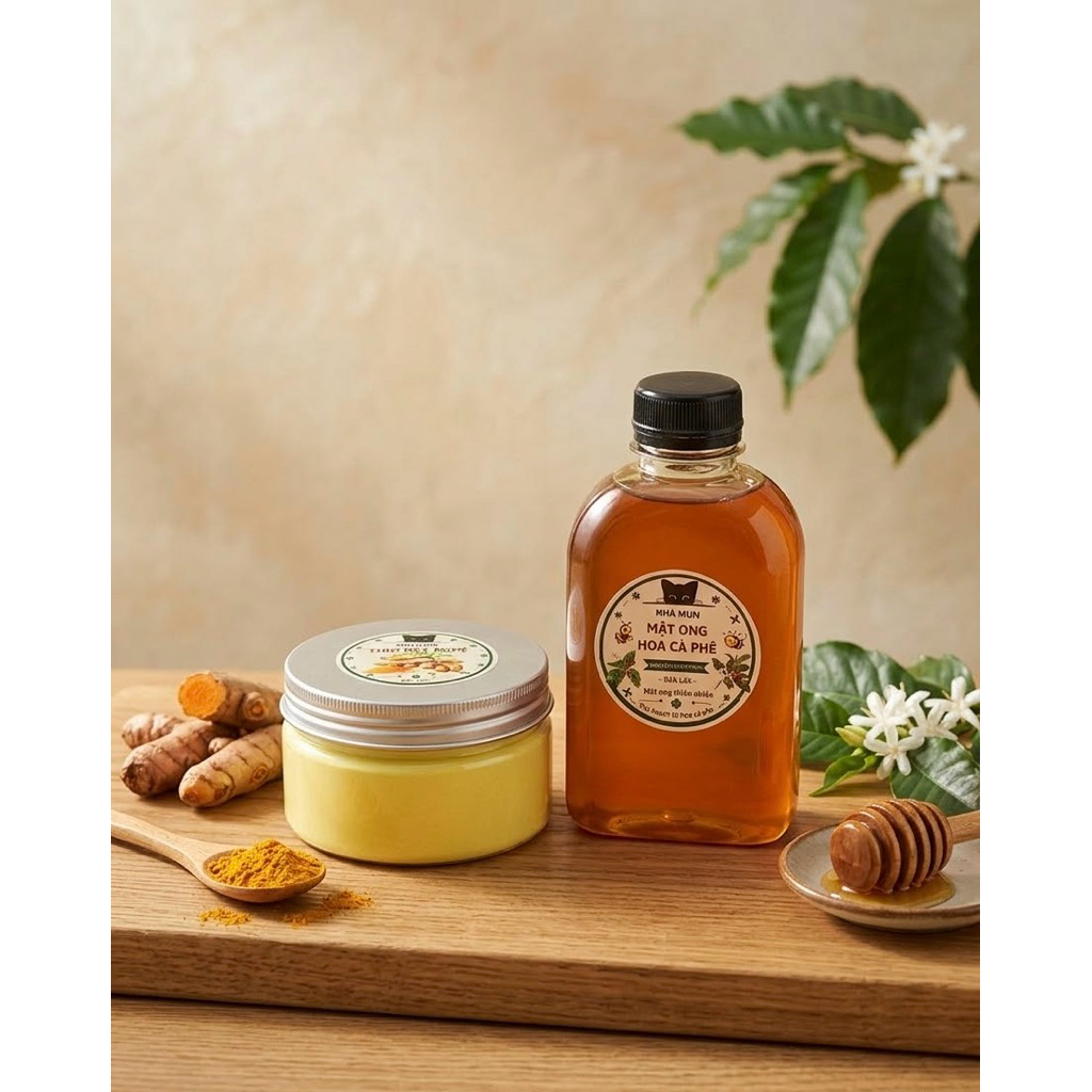 | Combo 2 | Mật ong nguyên chất + tinh bột nghệ 100g – hỗ trợ đẹp da, tiện lợi chăm sóc sức khỏe mỗi ngày | MM02