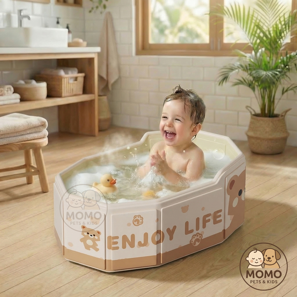 HỎA TỐC HCM- Bồn Tắm Cho Trẻ Em PVC –Gấp gọn, không cần lắp ráp, không cần bơm hơi cho em bé 0-8 tuổi