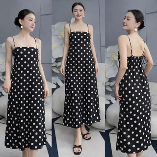 Váy maxi đi biển chụp ảnh dáng chữ A, Đầm suông dáng dài bằng vải cao cấp hoa nhí, Váy hoa nhí đi biển VD01 -BIATON