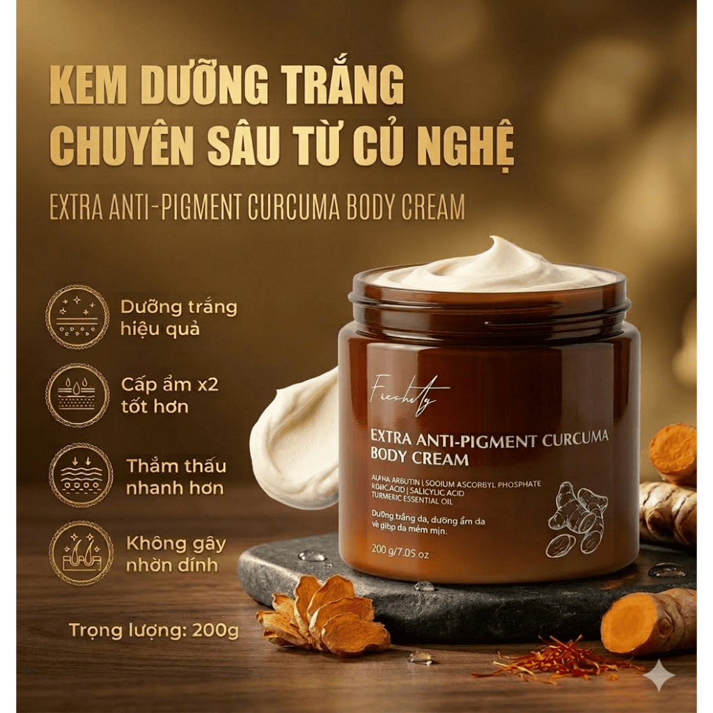 Kem dưỡng trắng giảm viêm nang lông thâm sạm da từ củ nghệ Freshity ...
