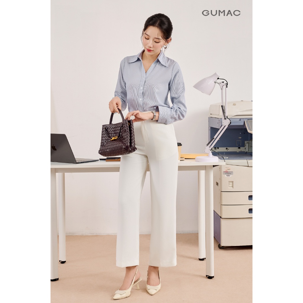 Quần Tây Nữ Ống Suông GUMAC Cơ Bản Chất Liệu Cotton Silk Mềm Mịn Tôn Dáng Thanh Lịch QF08032