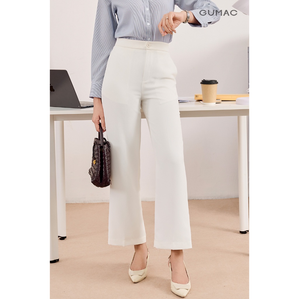 Quần Tây Nữ Ống Suông GUMAC Cơ Bản Chất Liệu Cotton Silk Mềm Mịn Tôn Dáng Thanh Lịch QF08032