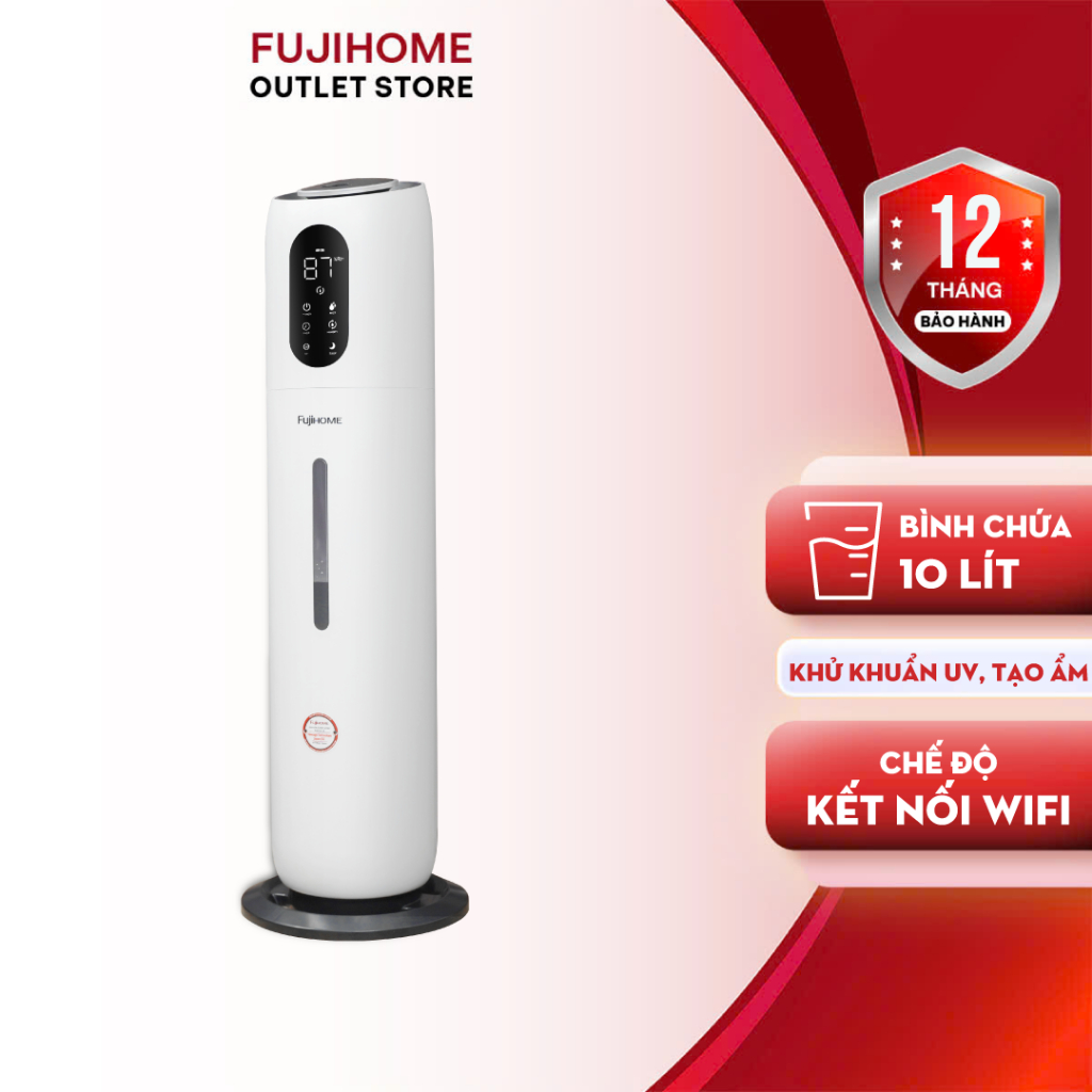 Máy tạo ẩm nhập khẩu FUJIHOME HM10UV-WIFI khử khuẩn UV, lọc không khí, phun sương , kết nối wifi
