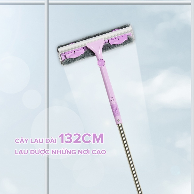 Cây Lau Kính + 4 Bông Lau Thay Thế, Gạt Chùi Kính Đa Năng 2 Trong 1 MyJae