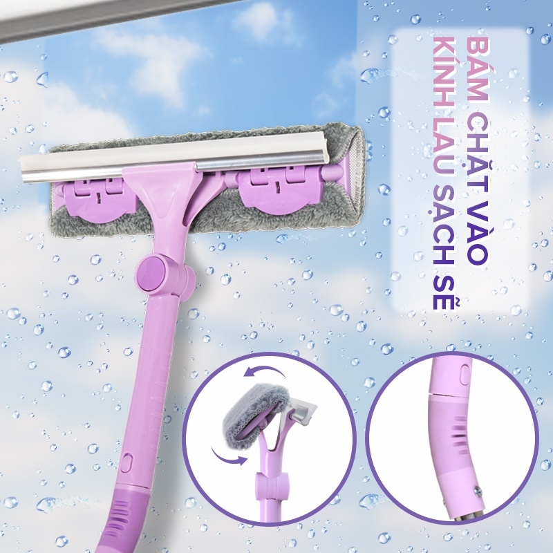 Cây Lau Kính + 4 Bông Lau Thay Thế, Gạt Chùi Kính Đa Năng 2 Trong 1 MyJae