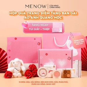 Hộp quà tặng trang điểm dành cho bạn gái kèm túi quà, gấu bông, hoa sáp và đèn Menow Bunny Box