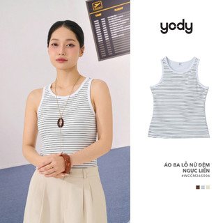 [BST THE NEW T-MATE] Áo ba lỗ nữ có đệm ngực YODY vải cotton co giãn tốt, ôm nhẹ tôn dáng WCCM26S006