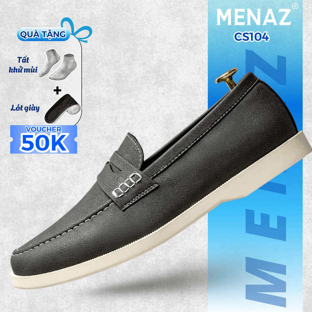 Giày Da Nam MENAZ CS104 Giày Lười Da Cao Cấp Đế Cao Su Nguyên Khối Kiểu ...