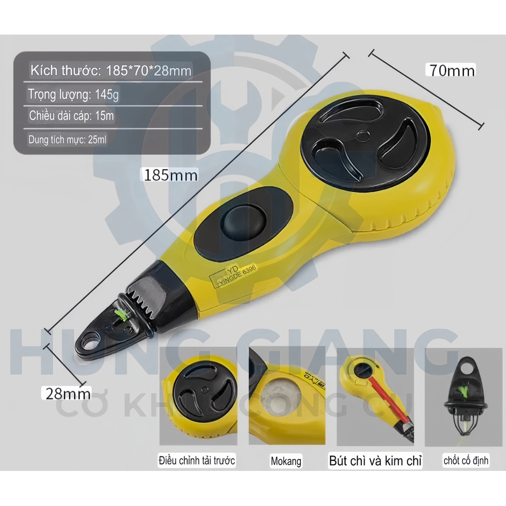 Dụng Cụ Bật Mực, Búng Mực Vĩ Tự Động 15m