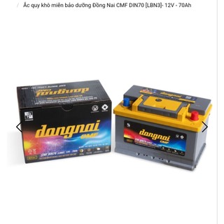 Bình ắc quy 12v khô miễn bảo dưỡng đồng nai DIN70L-LBN3 (12V, 70AH)
