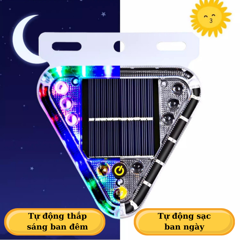 Đèn Hậu Cảnh Báo Năng Lượng Mặt Trời Cho Xe Ô Tô, Xe Tải – Hình Tam Cảm Biến Ánh Sáng An Toàn Ban Đêm Nhiều Màu TitiHome