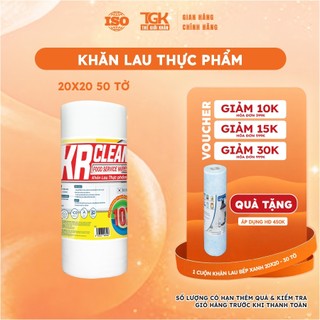 [Combo 2] Cuộn khăn giấy thấm thực phẩm KRCLEAN 50 tờ 20x20cm - Khăn bảo quản rau củ, lau thịt cá, siêu thấm đa năng