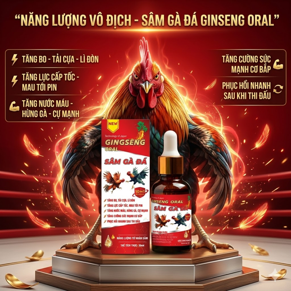 Sâm Nuôi Gà Đá Tăng Lực Chiến Kê, Giúp Gà Mau Lên Bo, Hừng Gà, Chống Stress Phục Hồi Nhanh