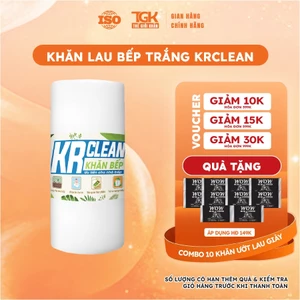 Cuộn khăn giấy lau bếp trắng KRCLEAN 100 tờ 20x25cm - Khăn lau bếp thấm hút đa năng, lau chén bát, lau tay