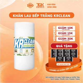 Cuộn khăn giấy lau bếp trắng KRCLEAN 100 tờ 20x25cm - Khăn lau bếp thấm hút đa năng, lau chén bát, lau tay