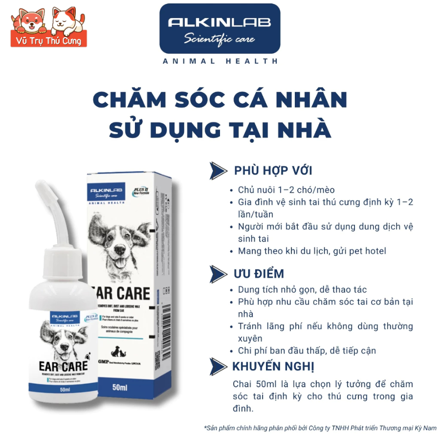 Dung Dịch Vệ Sinh Tai Cho Chó Mèo Alkin Ear Care 50ml