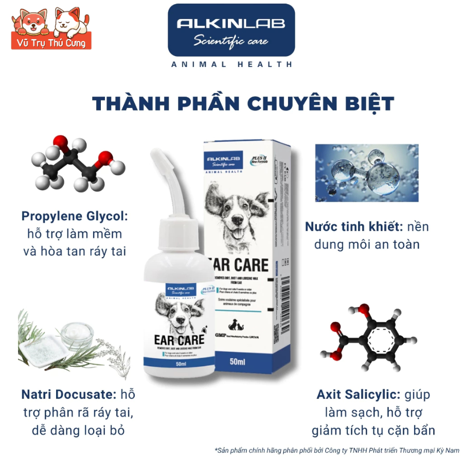 Dung Dịch Vệ Sinh Tai Cho Chó Mèo Alkin Ear Care 50ml