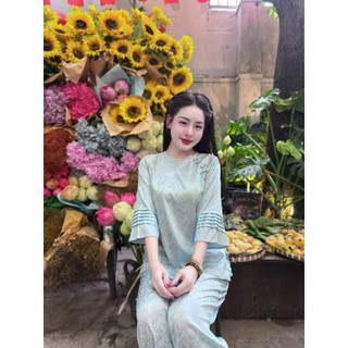 Pháp Phục Cô Ba Chất Liệu Gấm Sò Phối Tay Lửng Cực Sang - Áo Dài YUME