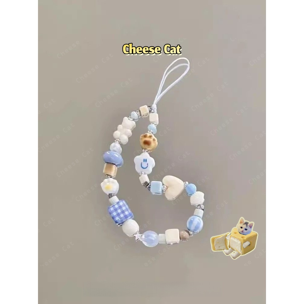 Dây chuyền điện thoại di động hình móng vuốt mèo kem siêu dễ thương Đồ trang trí điện thoại di động chống thất lạc