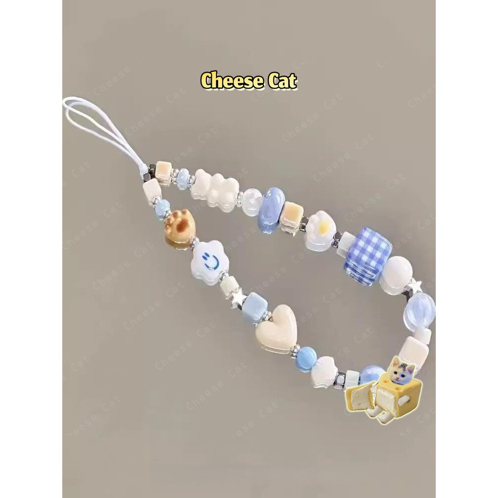 Dây chuyền điện thoại di động hình móng vuốt mèo kem siêu dễ thương Đồ trang trí điện thoại di động chống thất lạc