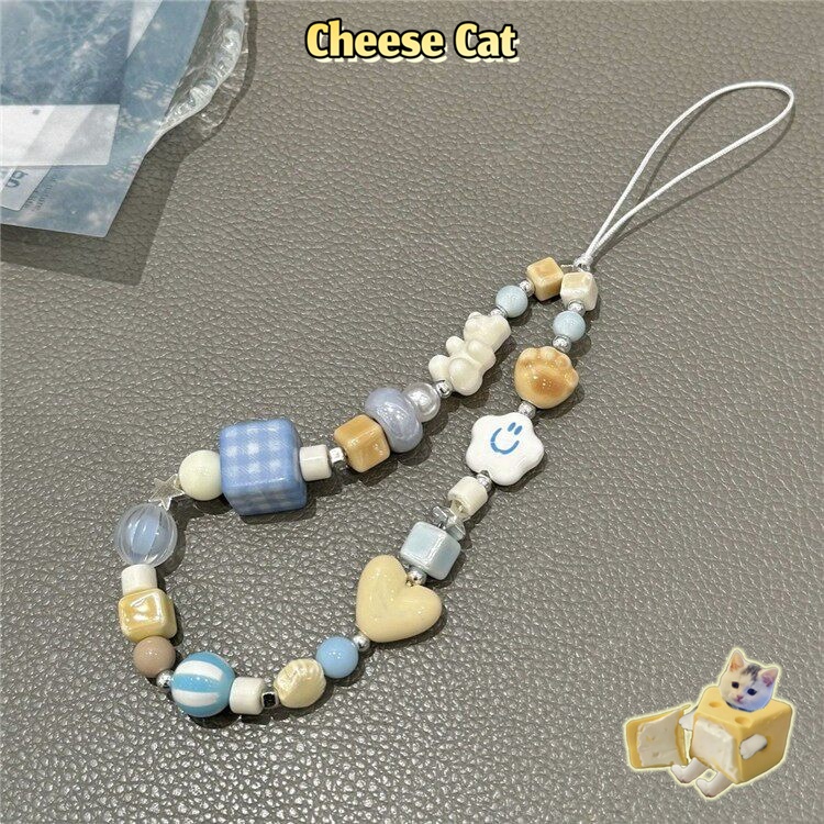Dây chuyền điện thoại di động hình móng vuốt mèo kem siêu dễ thương Đồ trang trí điện thoại di động chống thất lạc