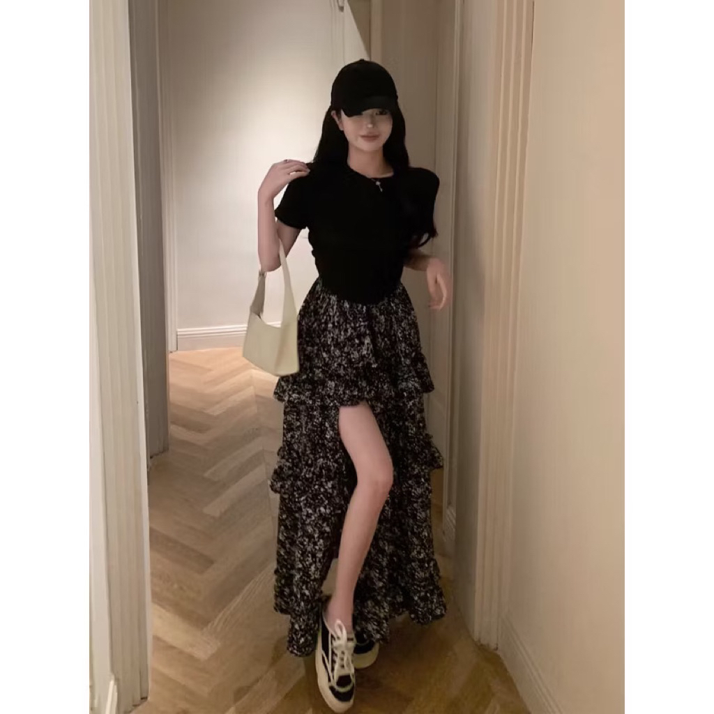 Chân váy Spice Girl váy hoa dài xẻ tà❤️oder 2-3t