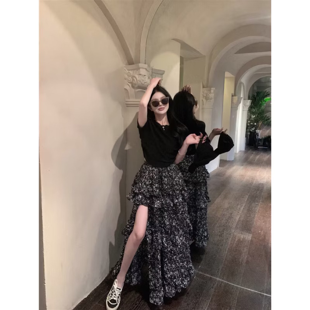 Chân váy Spice Girl váy hoa dài xẻ tà❤️oder 2-3t