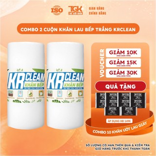 [Combo 2] Cuộn khăn giấy lau bếp trắng KRCLEAN 100 tờ 20x25cm - Khăn lau đa năng, siêu thấm hút, lau mọi bề mặt tiện lợi