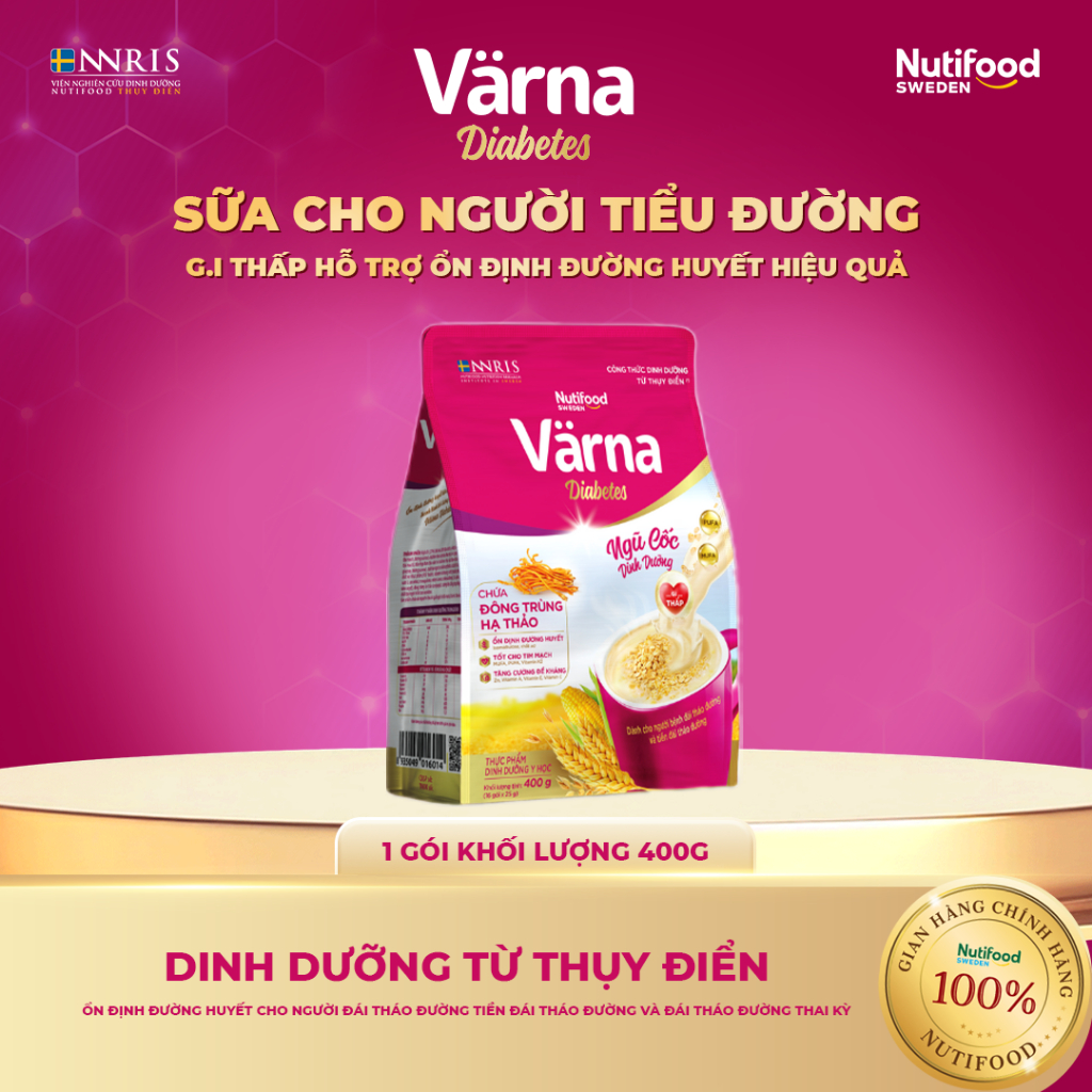 Ngũ Cốc Dinh Dưỡng Cho Người Tiều Đường Varna Diabetes (16 Gói x 25G) - Ổn Định Đường Huyết
