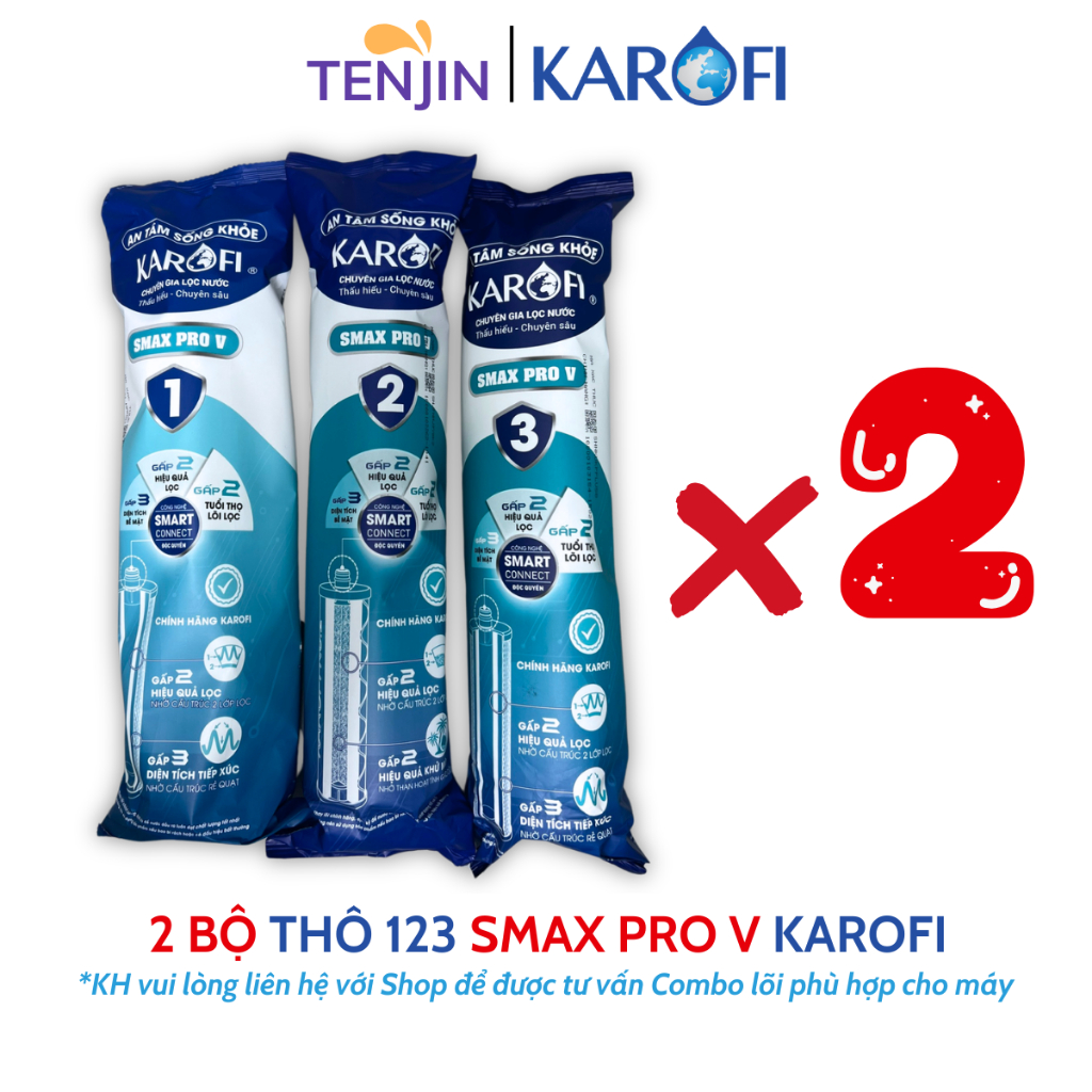 COMBO 2 Bộ Lõi Lọc Thô 123 Smax Pro V KAROFI Dùng Cho Máy KAQ-X18, KAQ-D58, KAQ-U96, KAD-L56, KAQ-X26
