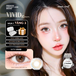 Lens nâu tự nhiên có độ cận 0-8 N’Rosa Vivid Brown cao cấp | Kính áp tròng cận màu nâu cho mắt thở