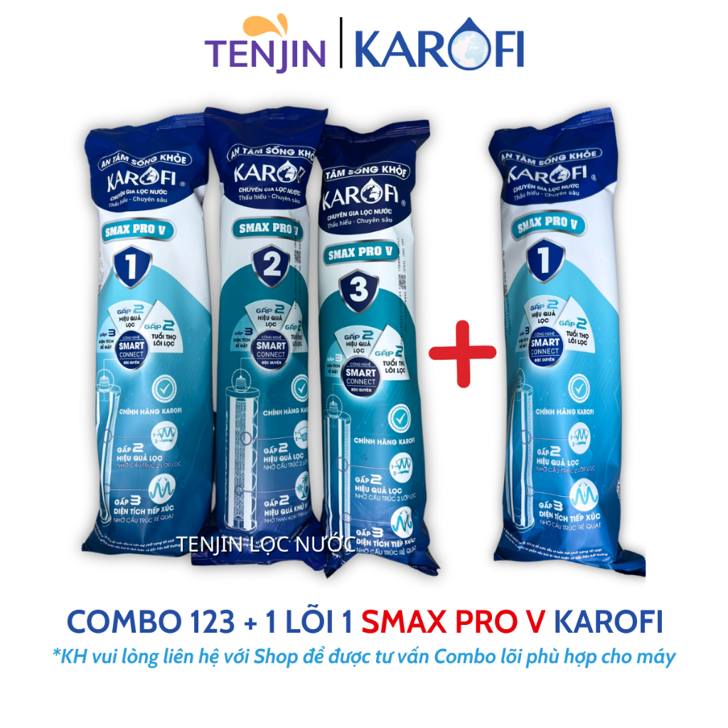 COMBO 2 Bộ Lõi Lọc Thô 123 Smax Pro V KAROFI Dùng Cho Máy KAQ-X18, KAQ-D58, KAQ-U96, KAD-L56, KAQ-X26