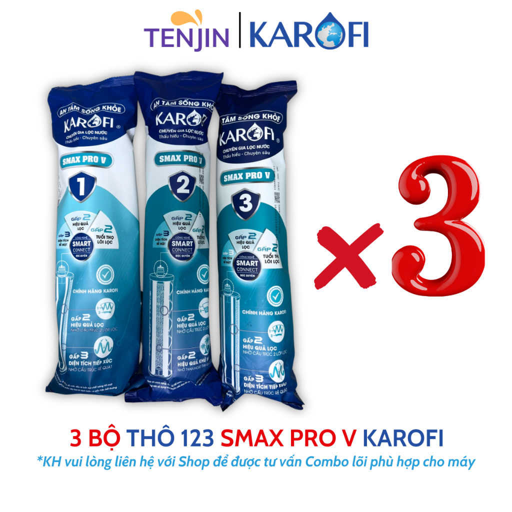 COMBO 2 Bộ Lõi Lọc Thô 123 Smax Pro V KAROFI Dùng Cho Máy KAQ-X18, KAQ-D58, KAQ-U96, KAD-L56, KAQ-X26