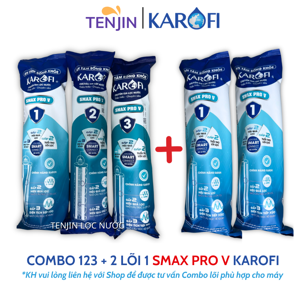 COMBO 2 Bộ Lõi Lọc Thô 123 Smax Pro V KAROFI Dùng Cho Máy KAQ-X18, KAQ-D58, KAQ-U96, KAD-L56, KAQ-X26