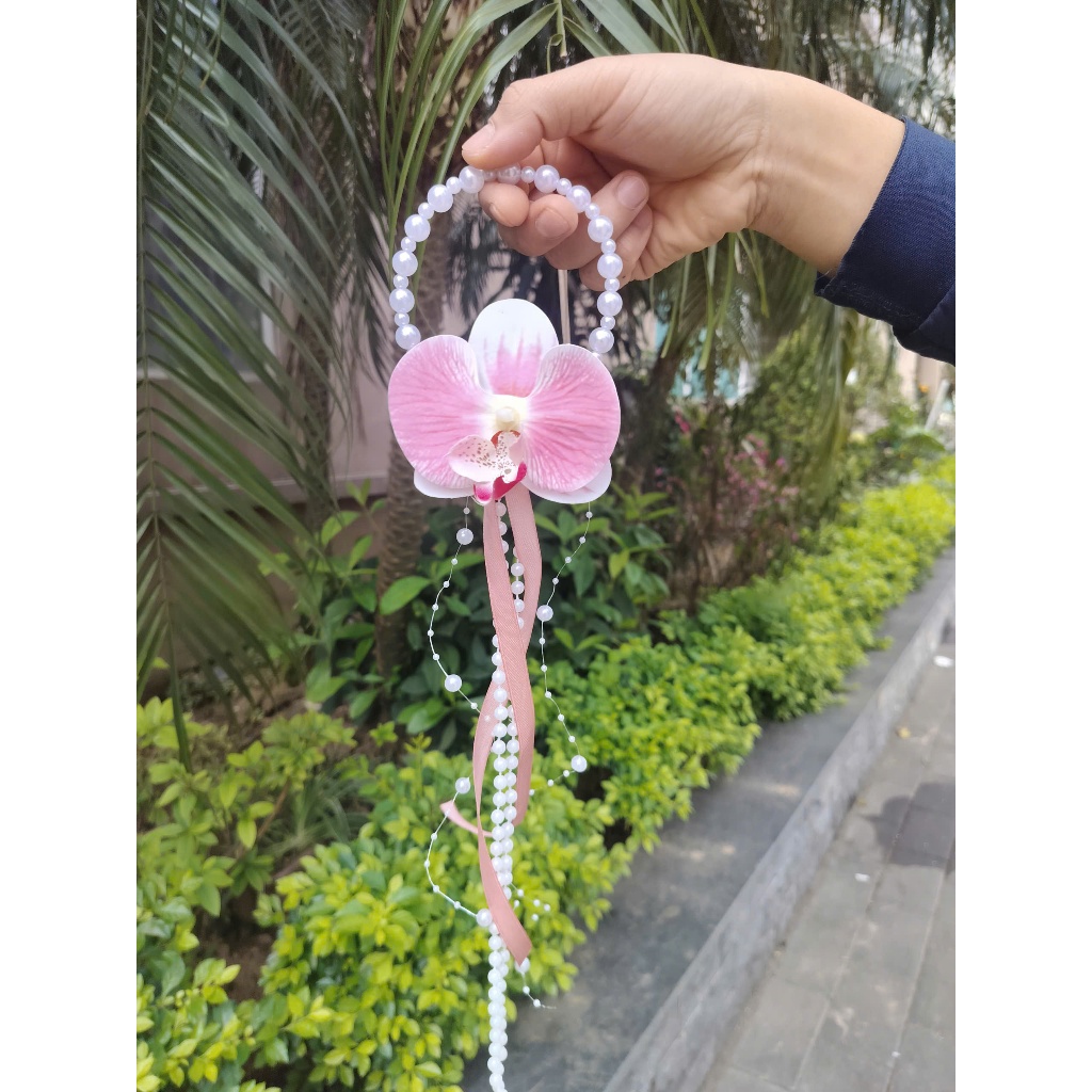 Vòng tay hoa lan cho cô dâu, phù dâu bê tráp, phụ kiện chụp ảnh cưới, chụp ảnh Tết - Kem Shop