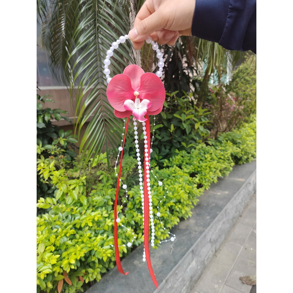 Vòng tay hoa lan cho cô dâu, phù dâu bê tráp, phụ kiện chụp ảnh cưới, chụp ảnh Tết - Kem Shop