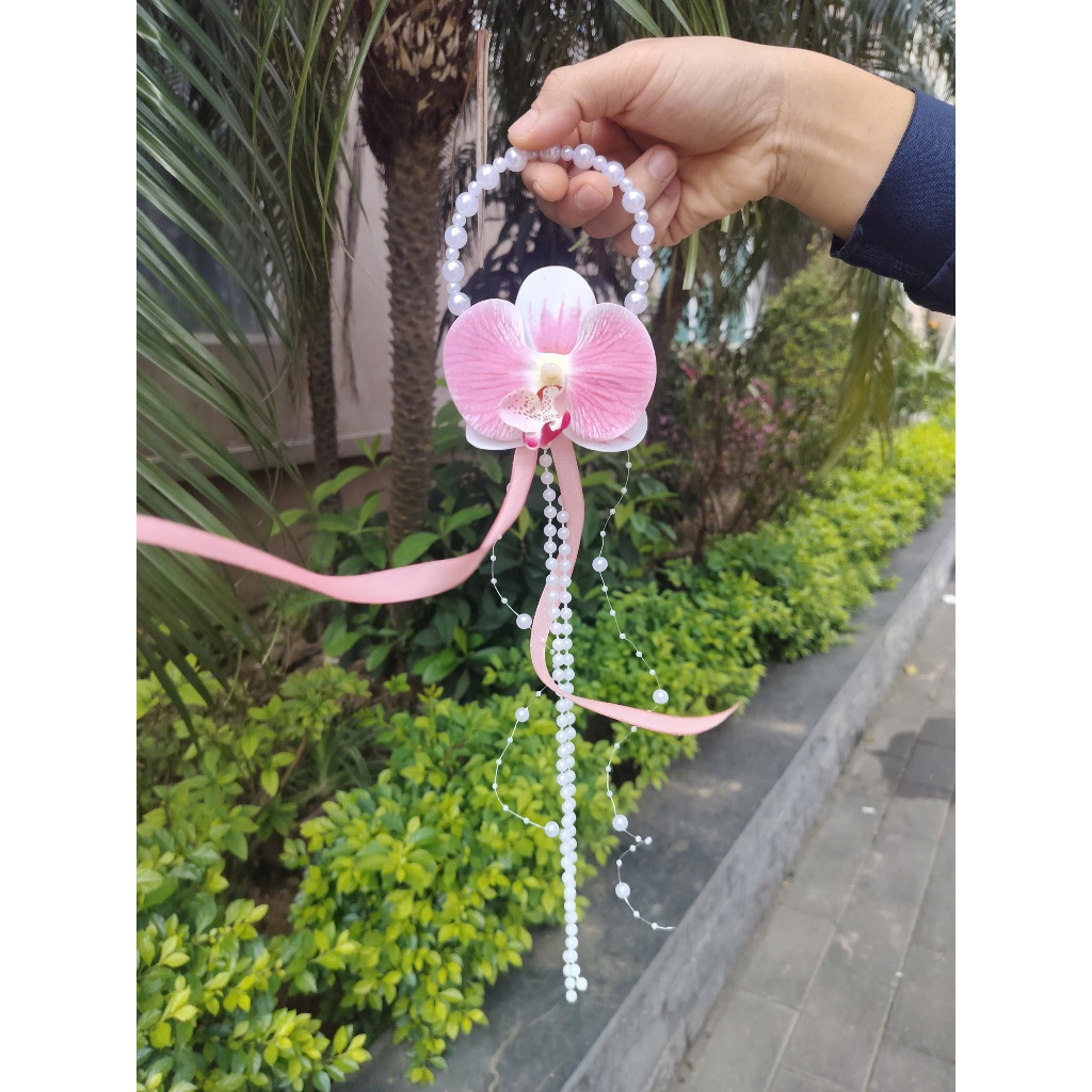 Vòng tay hoa lan cho cô dâu, phù dâu bê tráp, phụ kiện chụp ảnh cưới, chụp ảnh Tết - Kem Shop