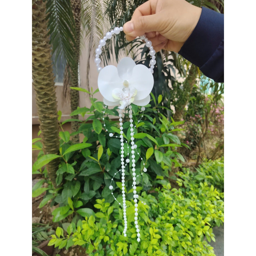 Vòng tay hoa lan cho cô dâu, phù dâu bê tráp, phụ kiện chụp ảnh cưới, chụp ảnh Tết - Kem Shop