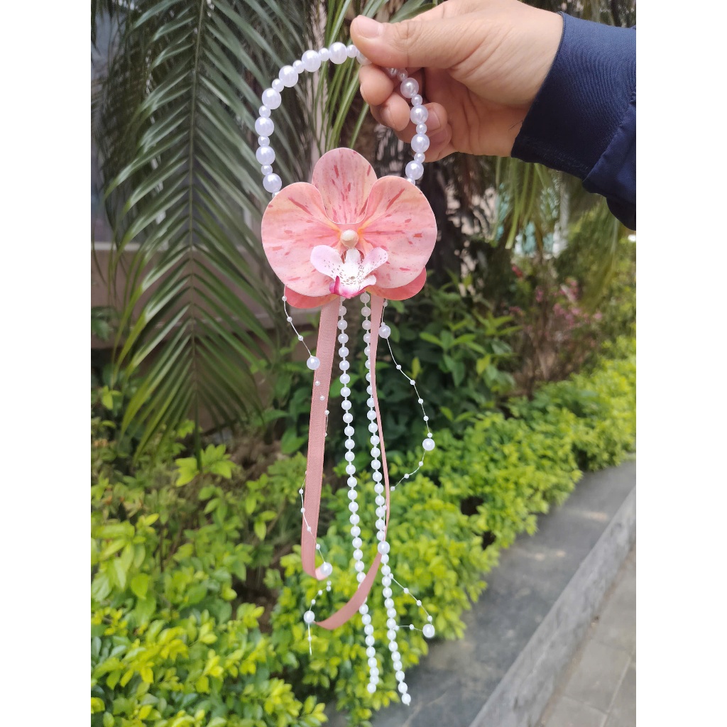 Vòng tay hoa lan cho cô dâu, phù dâu bê tráp, phụ kiện chụp ảnh cưới, chụp ảnh Tết - Kem Shop