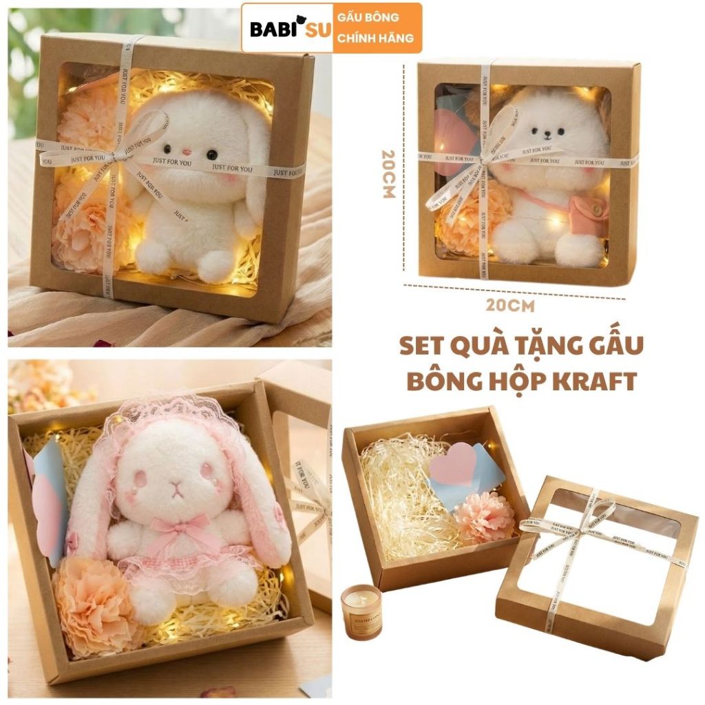 Set Quà Tặng Sinh Nhật Gấu Bông Cao Cấp Gồm Hộp Kraft, Bó Hoa,Thiệp,Led Làm Quà Tặng Sinh Nhật Cho Bé, Nam Nữ
