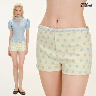 Quần shorts nữ MONÁ quần ngắn chấm bi ôm dáng chất kate  - MIMOSA Shorts