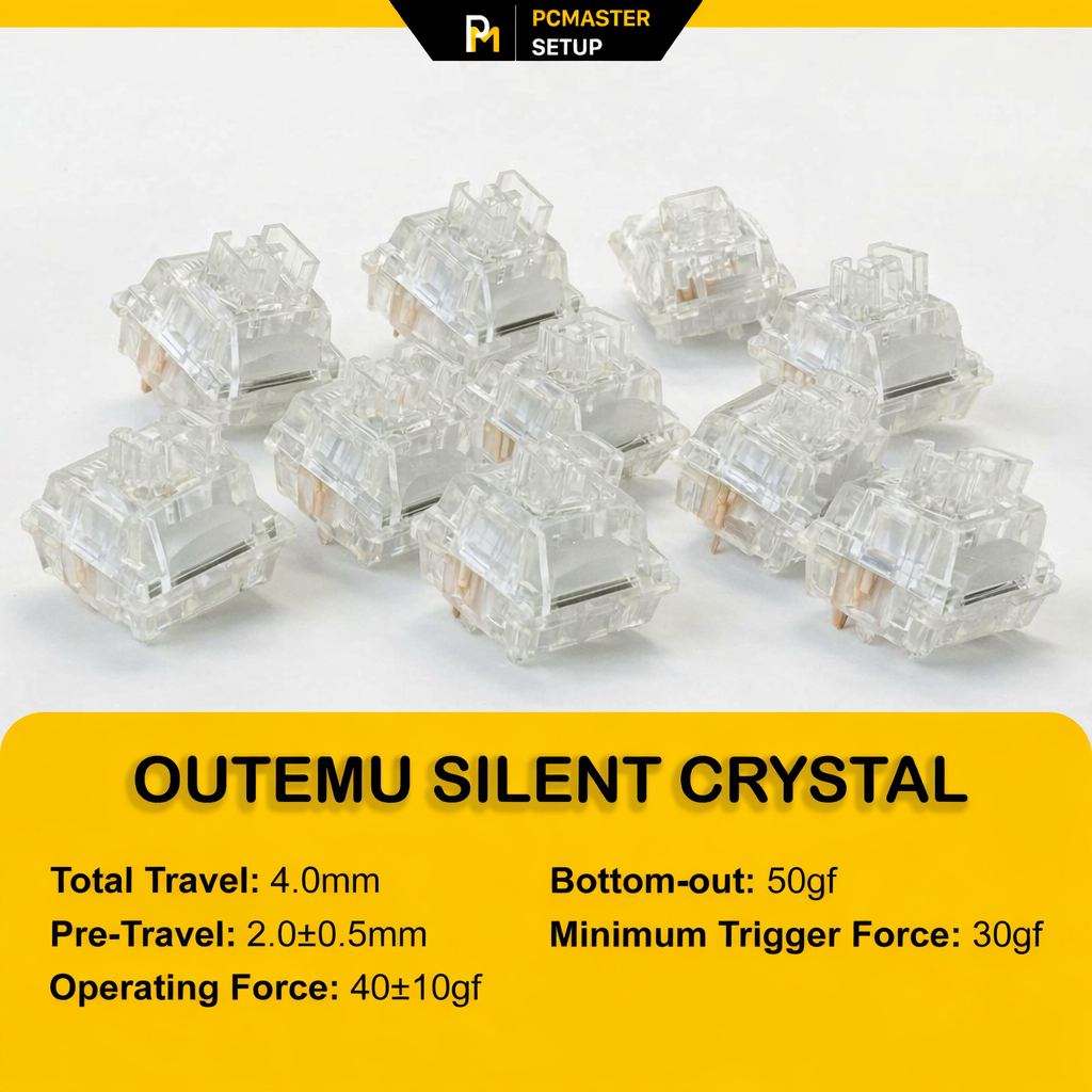 Switch Silent Outemu Crystal 5pin có tản Led sử dụng cho bàn phím cơ ( Pre - Lubed ) | BigBuy360 - bigbuy360.vn