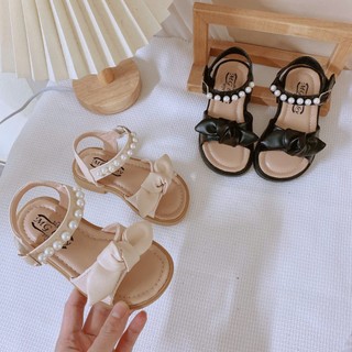 MỚI Form to Dép Quai Hậu Đi Học Quai Nơ Phối Dây Ngọc Cho Bé Gái 3-15 Tuổi K206