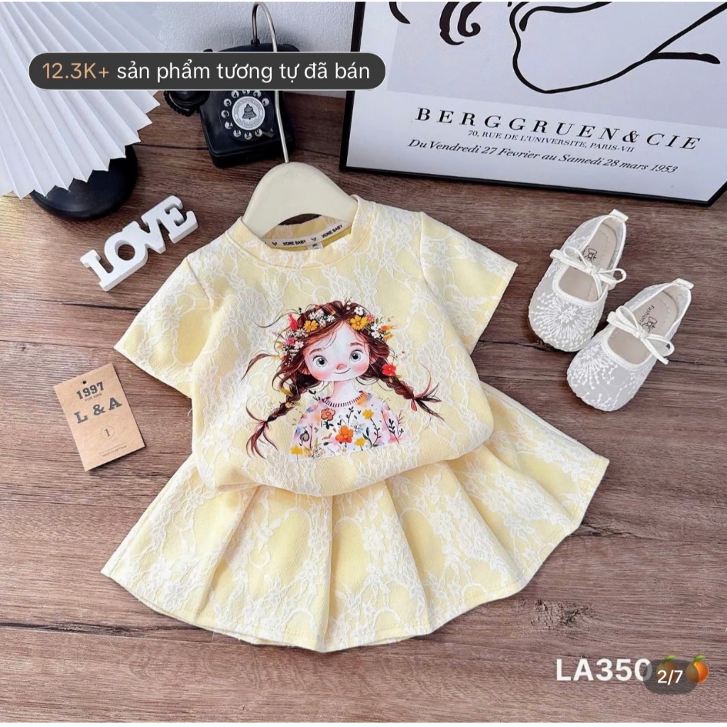 SÉT VÁY XẾP LY CÔ GÁI HOA VẰN CHO BÉ GÁI TỪ 9-43KG . CHẤT LIỆU COTTON MỀM MIN THOÁNG MÁT