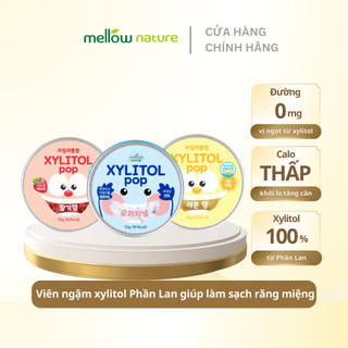 Viên ngậm Xylitol Pop 100% Xylitol Phần Lan hỗ trợ răng miệng vị Nguyên bản/chanh/sữa chua/dâu/xoài hộp Hàn Quốc