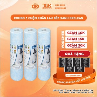 [Combo 2] Cuộn 30 tờ Khăn giấy lau bếp xanh KRCLEAN 20x20cm - Khăn lau bếp thấm hút đa năng, lau chén bát, lau tay