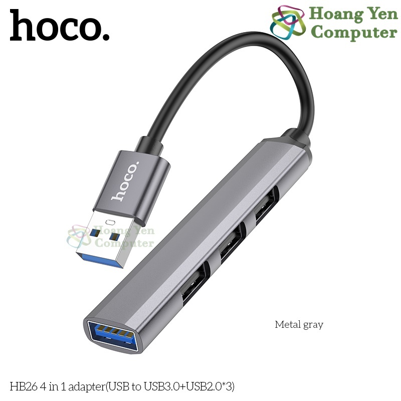 Hub Mở Rộng USB Hoco HB26 4in1 – Kết Nối Chuột, Bàn Phím, USB, Ổ Cứng – BH 1 Năm – Hoangyencomputer