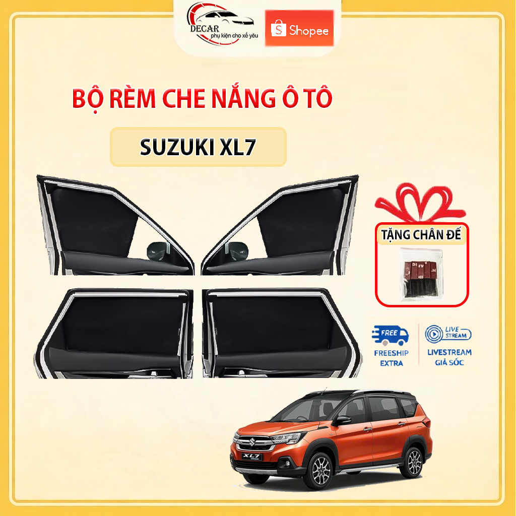 Rèm Che Nắng Ô Tô Hít Nam Châm Suzuki XL7 - Bộ 4 Tấm Rèm Chắn Nắng Cửa Kính Xe Hơi Chống Tia UV