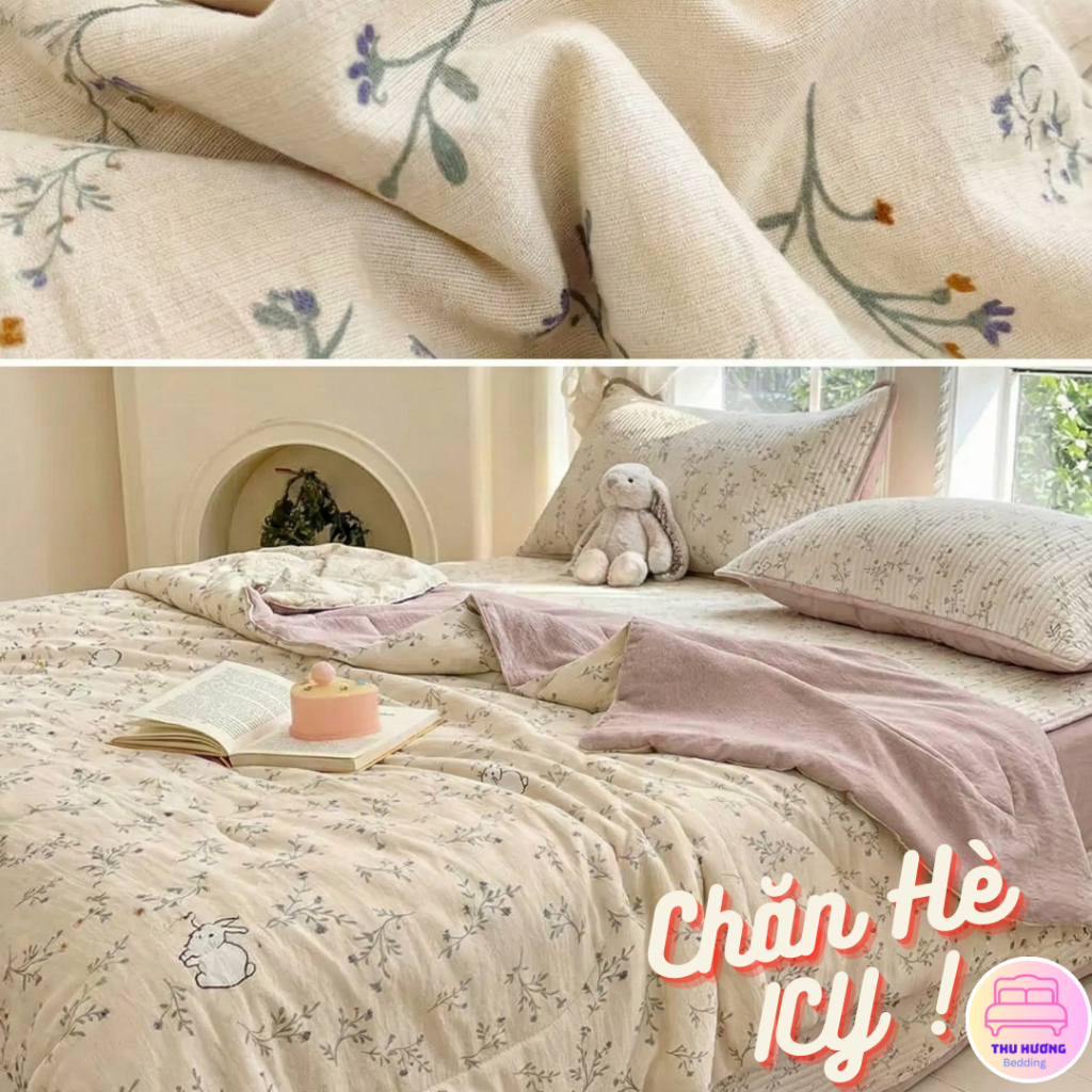Chăn Hè Cotton Icy chất mát - Size 2m x2m2 - Mềm mại, thoáng khí, mang đến cảm giác mát mẻ
