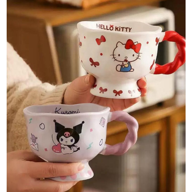Ly Cốc Sứ Hello Kitty Quai Hạt 450ml Kèm Hộp Quà Cute Mun Store COCRIO57